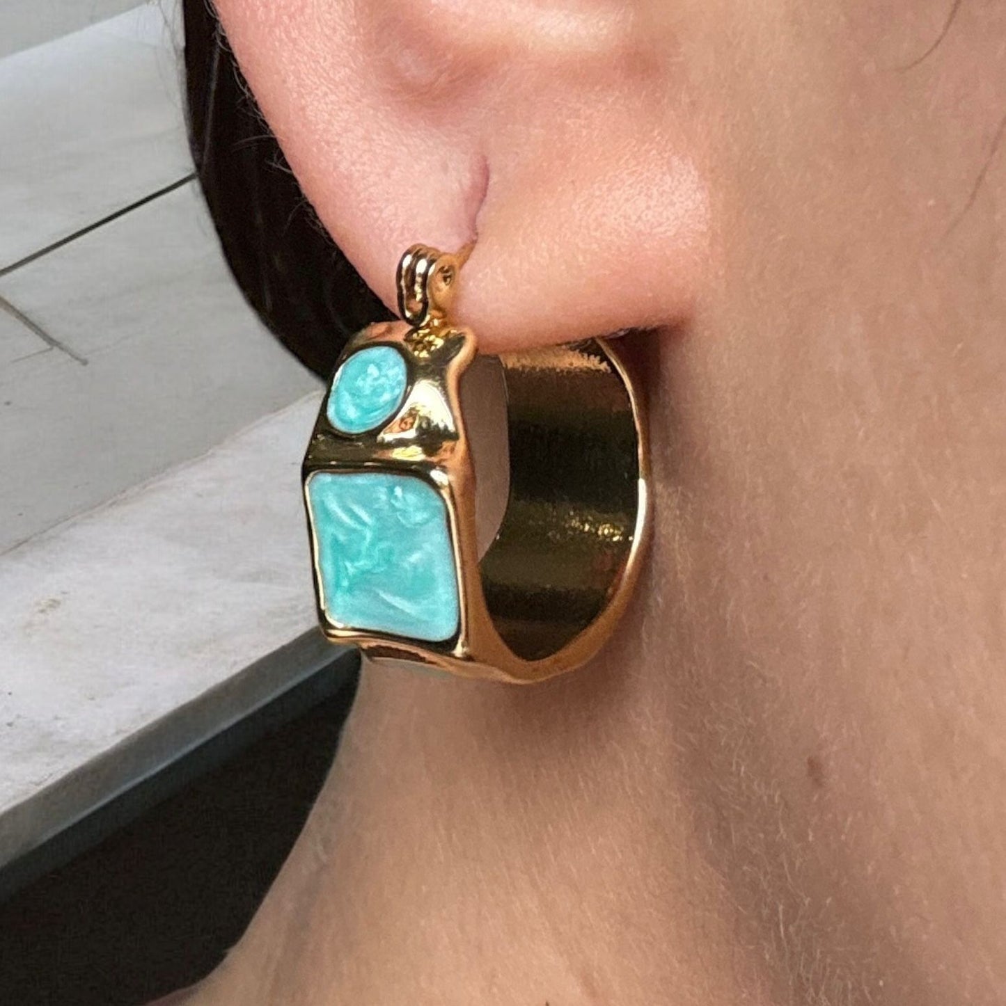 OCEAN AURA HOOPS EARRINGS