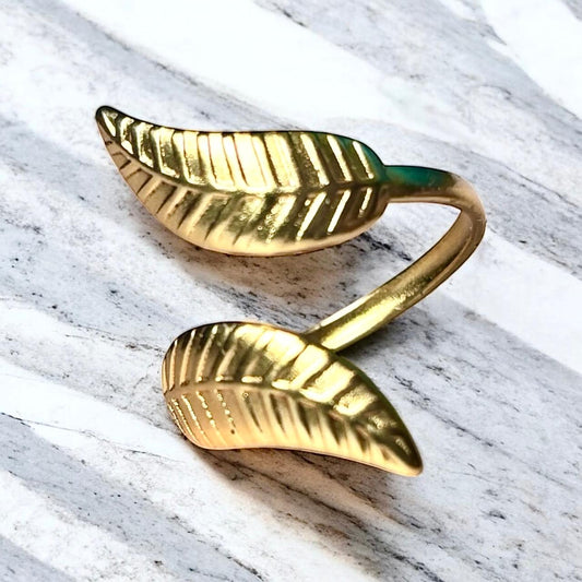 GOLDEN DOUBLE LEAF RING