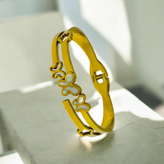 WHITE BUTTERFLY FRONT OPEN BRACELET