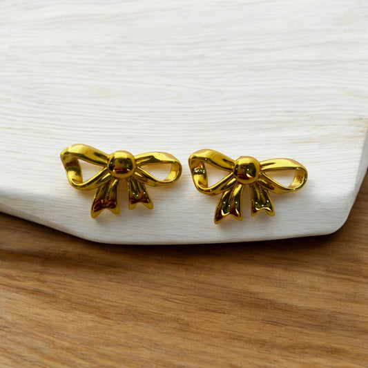 GOLDEN GRACE BOW STUDS EARRINGS