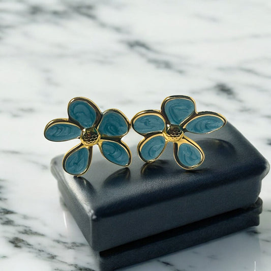 AQUA BLOOM STUDS EARRINGS