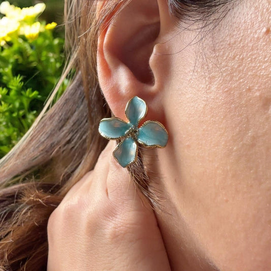 BLUE BREEZE BLOSSOMS STUDS EARRINGS