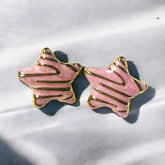PINK DRIZZLE STAR EARRINGS
