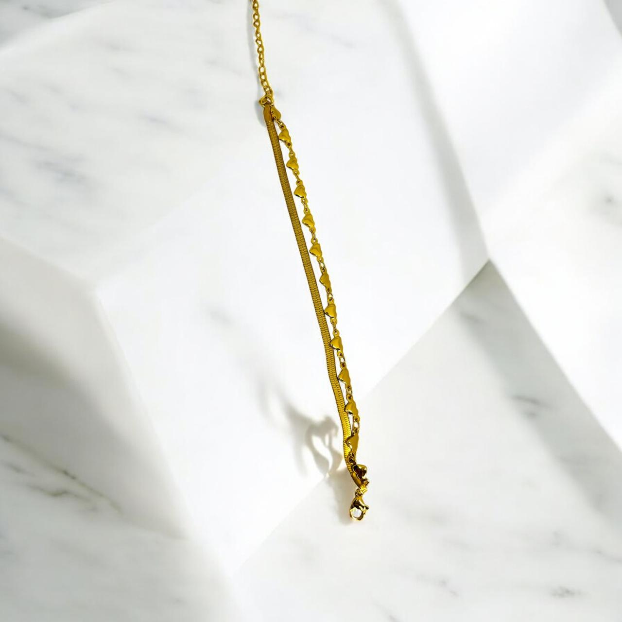 GOLDEN HEARTBEAT LAYERED BRACELET