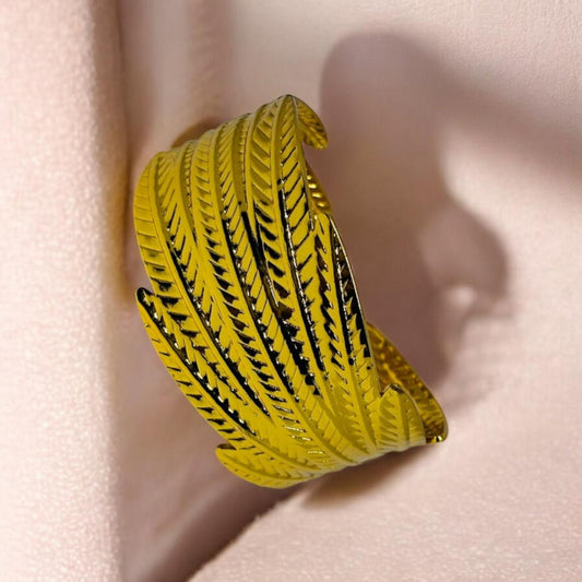 FEATHER WRAP OPEN CUFF BRACELET